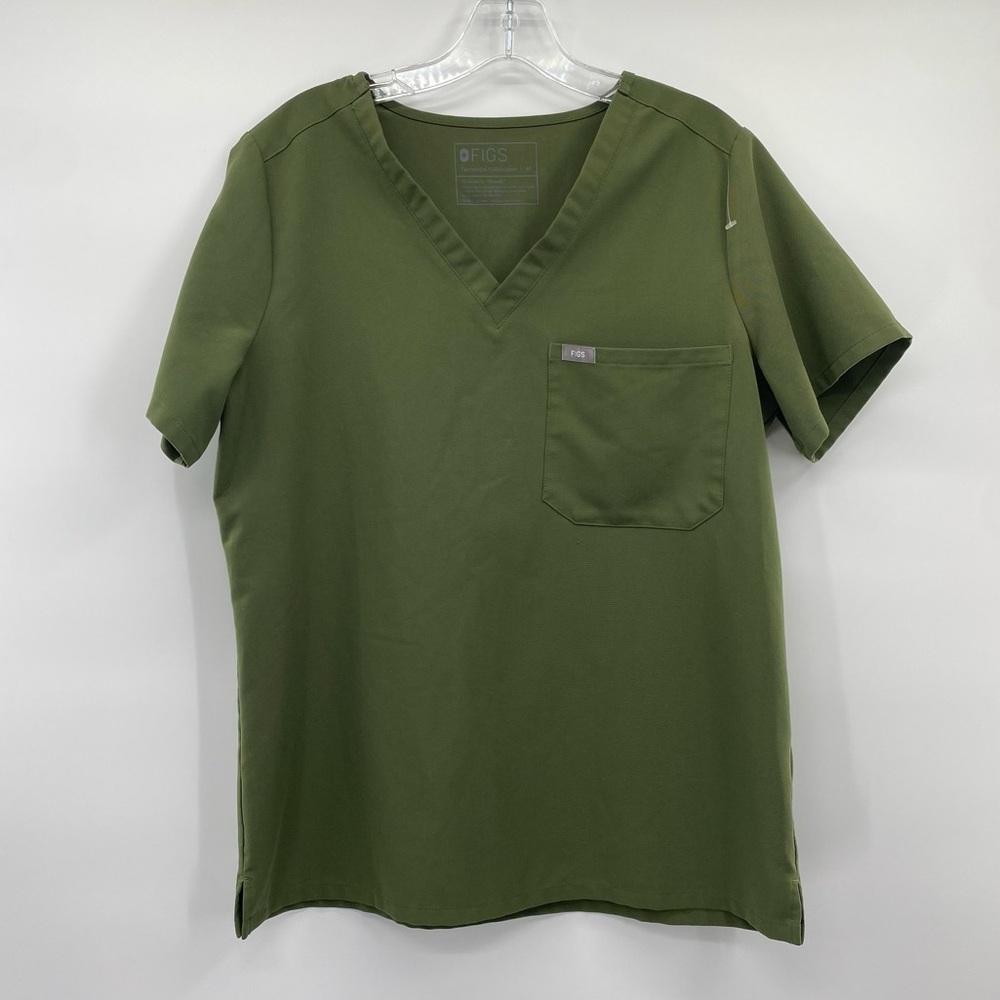 Figs Forest Green V-Neck Women's Tee